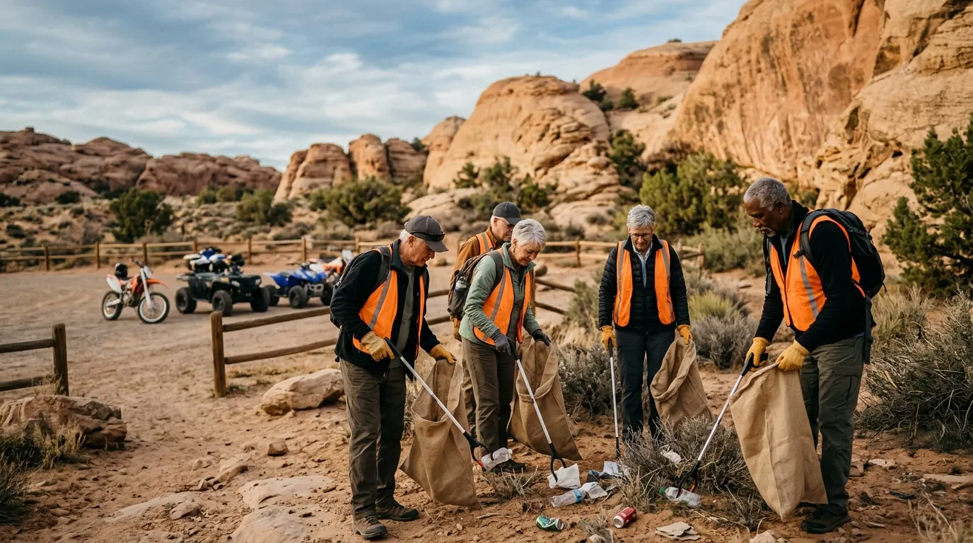 Volunteers caring for a desert riding area