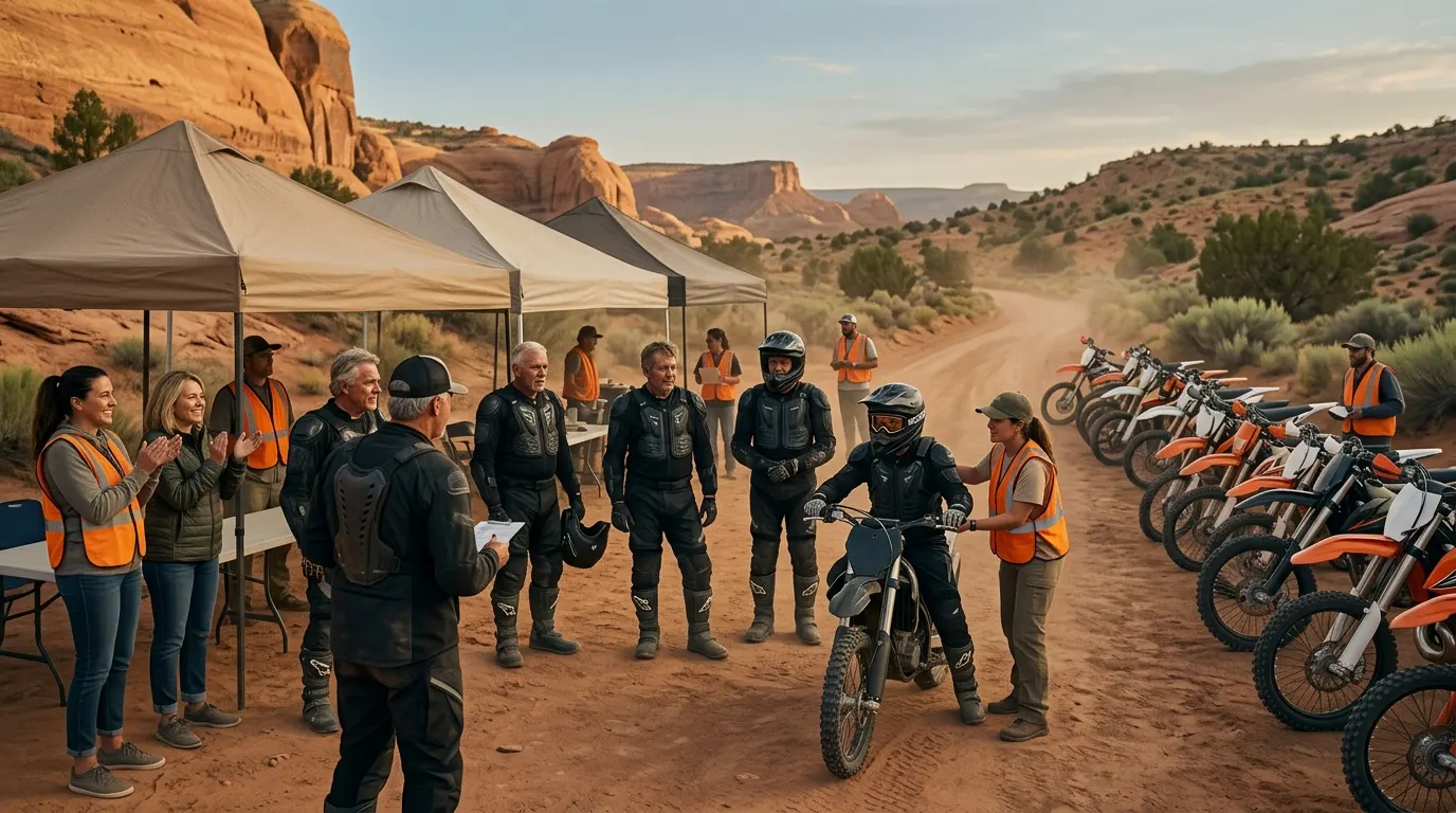 Organized community off-road event staging area